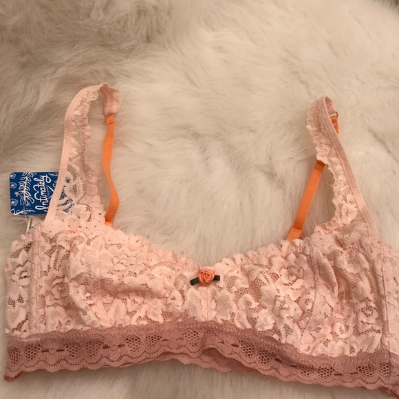 NWT Free People pink & peach unlined lace bralette - Picture 2 of 5